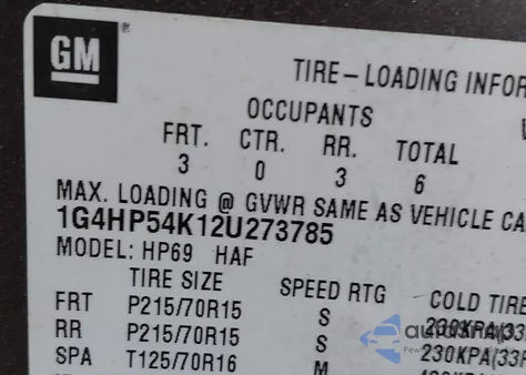 2002 Buick Lesabre Custom from USA, damaged, VIN 1G4HP54K12U273785